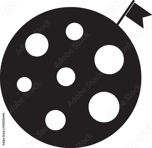 Swiss cheese wheel with flag on white background