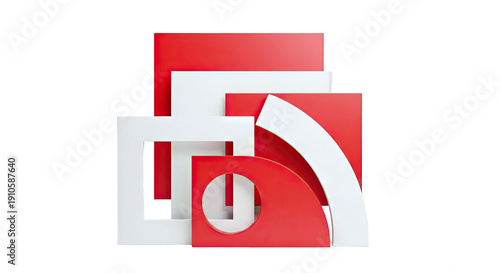 Free Download Abstract Red and White Geometric Shapes Composition - GFXLoad