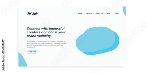 Webpage Interface Design : An elegant website design, featuring a clean layout with minimalist design elements in white and blue hues, creating a modern interface for seamless user experience.