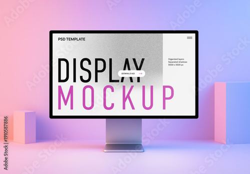 Realistic Desktop Screen Mockup for Web Design Portfolio Showcase