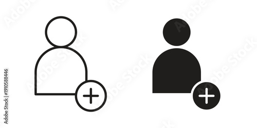 Add a new user icon. simple thin line icon vector illustration pack on white