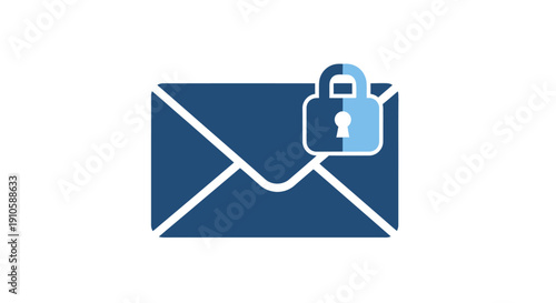 Blue envelope icon featuring a shield with a lock symbol, indicating secure mail, private communication, and data protection