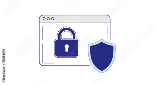 Document icon with a shield and lock, representing secure document management, data privacy, and confidential file protection