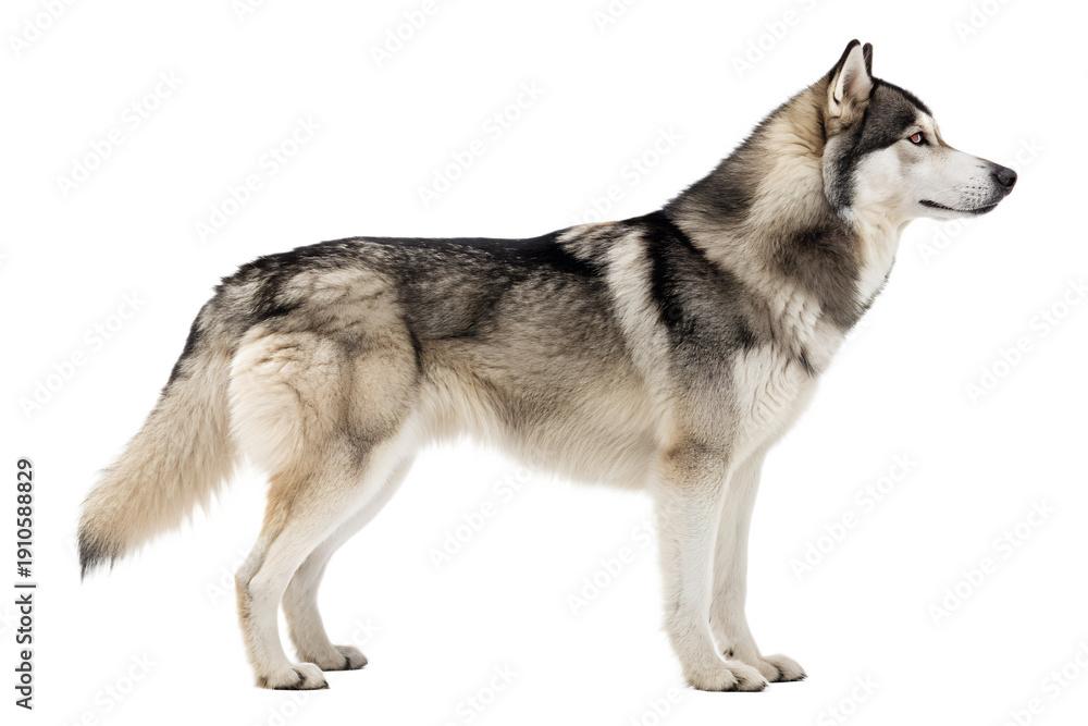 Fototapeta premium Realistic Siberian Husky Isolated on White Background