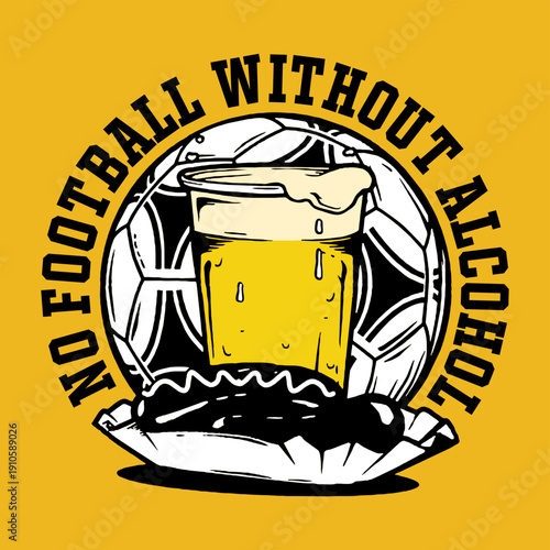 vector illustration of a beer and ball ultras sticker logo design