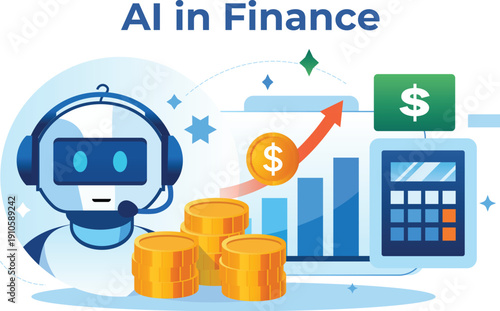 Artificial intelligence in finance illustration for fintech and digital banking