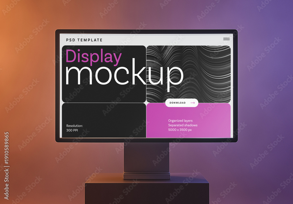 Realistic Desktop Screen Mockup for Web Design Portfolio Showcase Stock ...