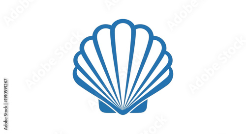 Blue Scallop Shell Vector Icon Marine Symbol Design