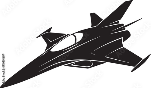 Modern fighter jet aircraft silhouette flying through the air fast