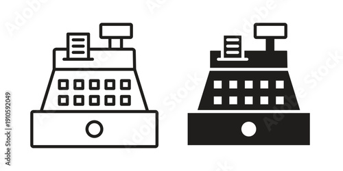 Cash register icon. simple thin line icon vector illustration pack on white