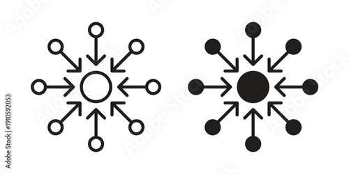 Centralized icon. simple thin line icon vector illustration pack on white