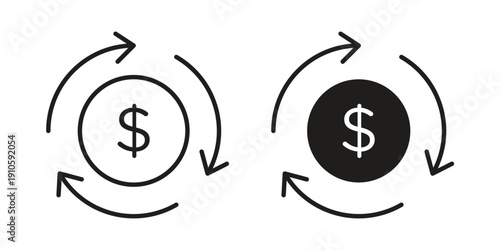 Cash flow icon. simple thin line icon vector illustration pack on white