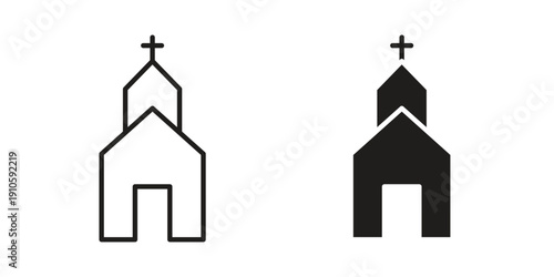 Church icon. simple thin line icon vector illustration pack on white