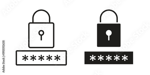 Code lock icon. simple thin line icon vector illustration pack on white