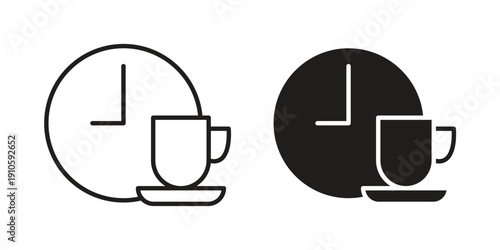 Coffee time icon. simple thin line icon vector illustration pack on white