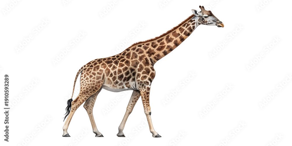 Obraz premium Realistic Giraffe Isolated on White Background