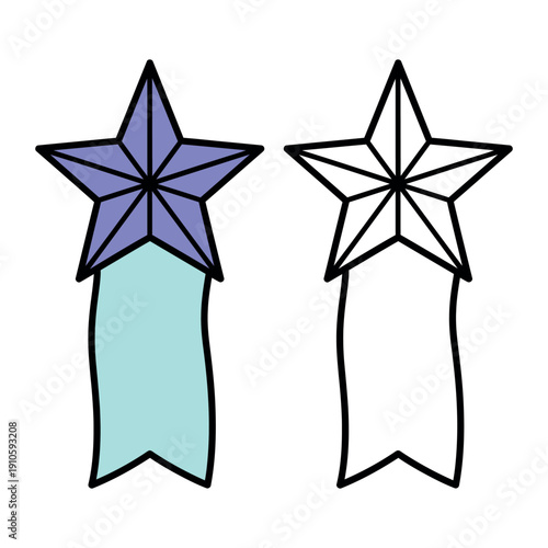 Modern star symbol with ribbon banner for awards and recognition