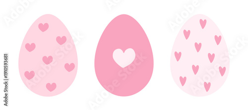 Cute Easter eggs with heart patterns. Vector set