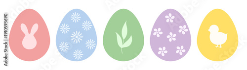 Pastel Easter Eggs with Cute Patterns. Cute vector illustration