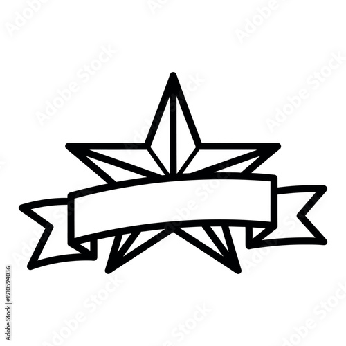 Modern star symbol with blank banner for labels or awards