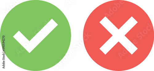 Checkmark and Cross Mark Success and Error Icons, Vector Silhouette Black and White Cricut Design