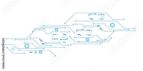  High-tech electronics board digital technology. Isometric electronic motherboard background. Vector illustration