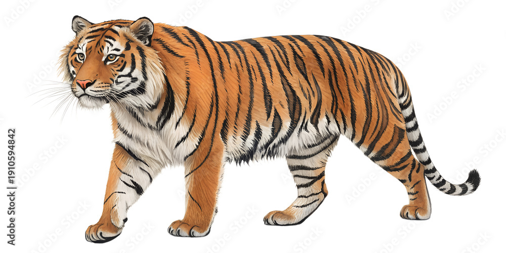 Obraz premium Realistic Tiger Isolated on White Background