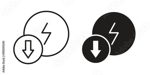 Energy reduction icon. simple thin line icon vector illustration pack on white