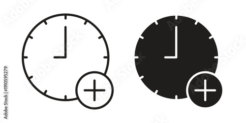 Extra hours icon. simple thin line icon vector illustration pack on white