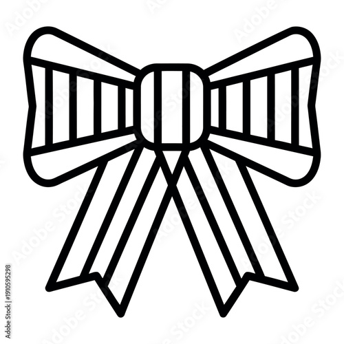 Simple black and white ribbon bow icon