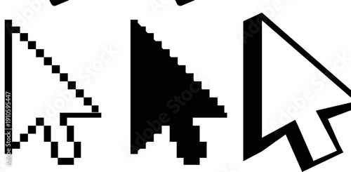 Distinctive 3D black arrow cursor, offering a modern, tactile feel for digital selection and navigation on a white background.
