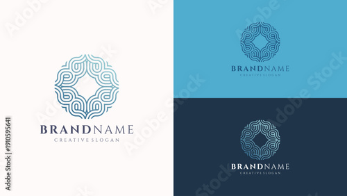 Modern Circle Abstract Monogram Logo Design with Contemporary Linear Lines for Creative Company