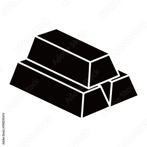 Simple Black and White Gold Bar Ingot Icon Isolated on White Background.