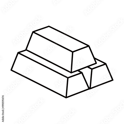 Simple Black and White Gold Bar Ingot Icon Isolated on White Background.