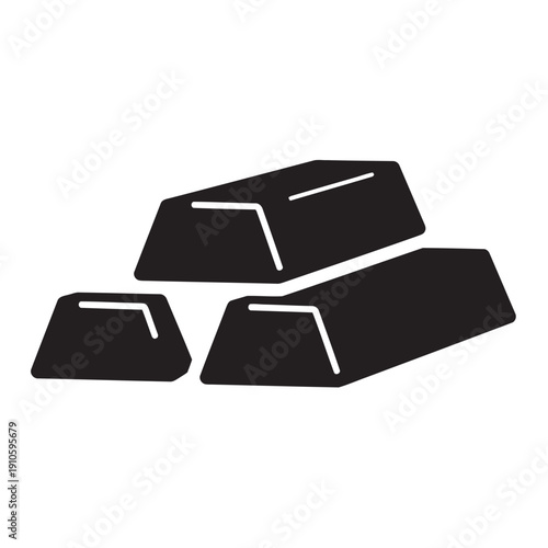 Simple Black and White Gold Bar Ingot Icon Isolated on White Background.