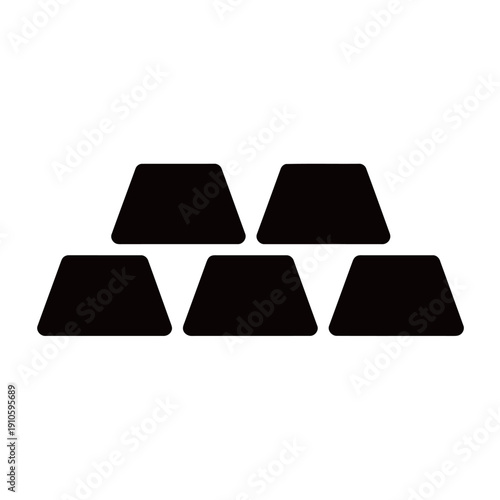 Simple Black and White Gold Bar Ingot Icon Isolated on White Background.