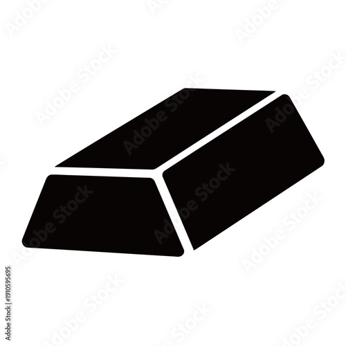 Simple Black and White Gold Bar Ingot Icon Isolated on White Background.