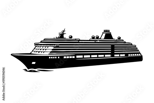 Simplified cutaway-style exterior view of a cruise ship
