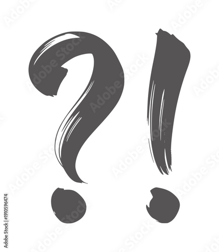 Dark gray brush stroke question mark and exclamation point