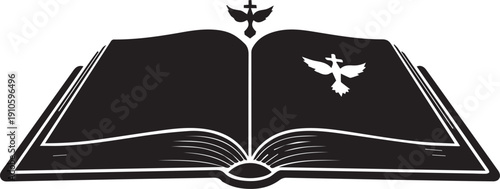 Open bible book vector silhouette illustration line art holy text spiritual