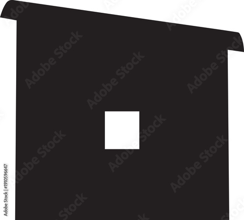 Simple shed or small building silhouette with slanted roof and window isolated transparent vector