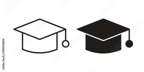 Graduation cap icon. simple thin line icon vector illustration pack on white