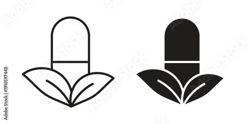 Herbal capsule icon. simple thin line icon vector illustration pack on white