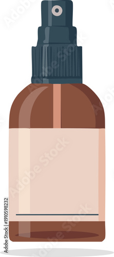 Amber glass spray bottle mockup vector for cosmetic or medical use.
