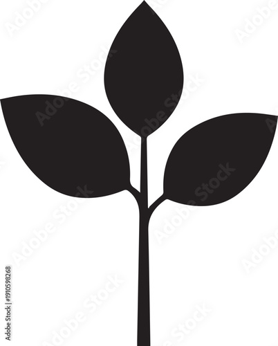 Plant sprout illustration silhouette vector, growth, new life, beginning, seedling, nature