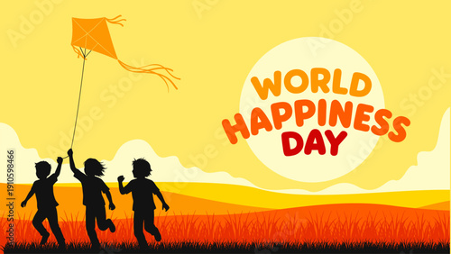 WORLD HAPPINESS DAY DESIGN ILLUSTRATION KITE