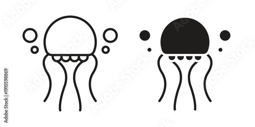 Jellyfish icon. simple thin line icon vector illustration pack on white