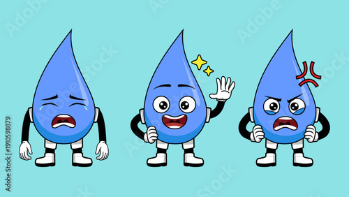 DROP WATER CHARACTER WITH VARIOUS EXPRESSION