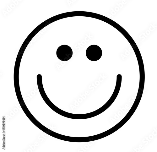 Simple Black Smile Face Icon isolated on transparent background 