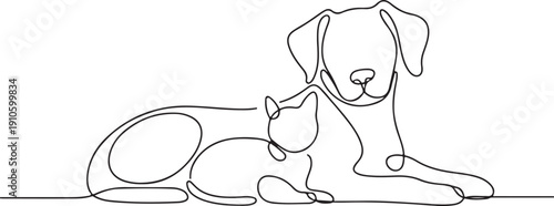 Dog one line art vector drawing